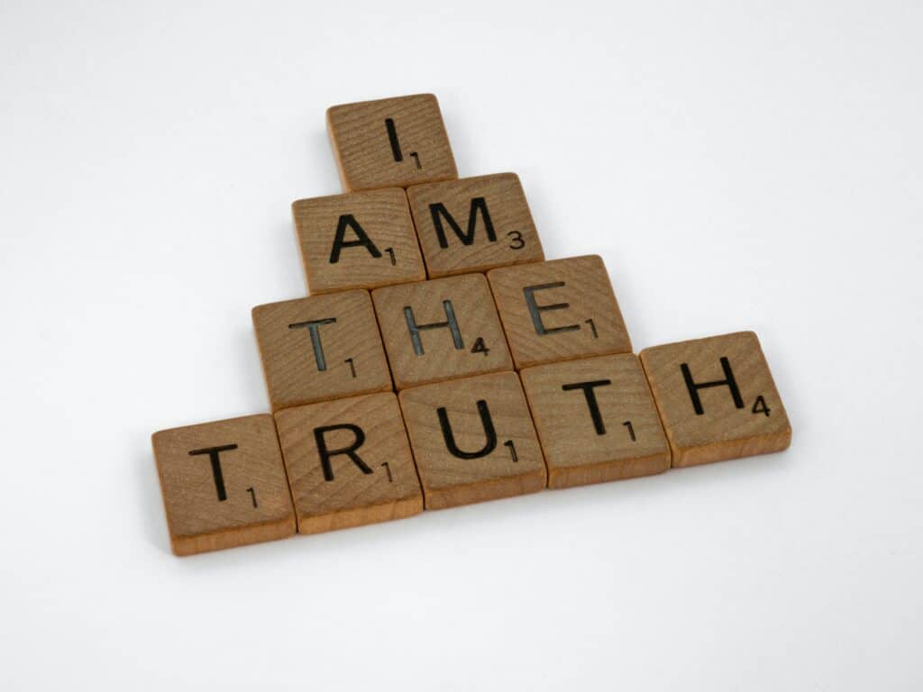 Block letters that spell "I am the truth."