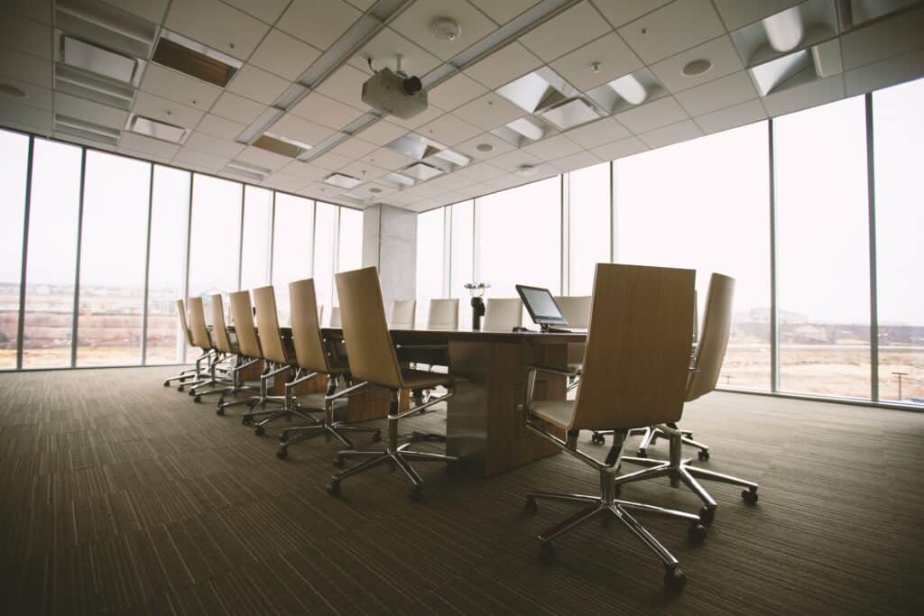 An image of an empty boardroom